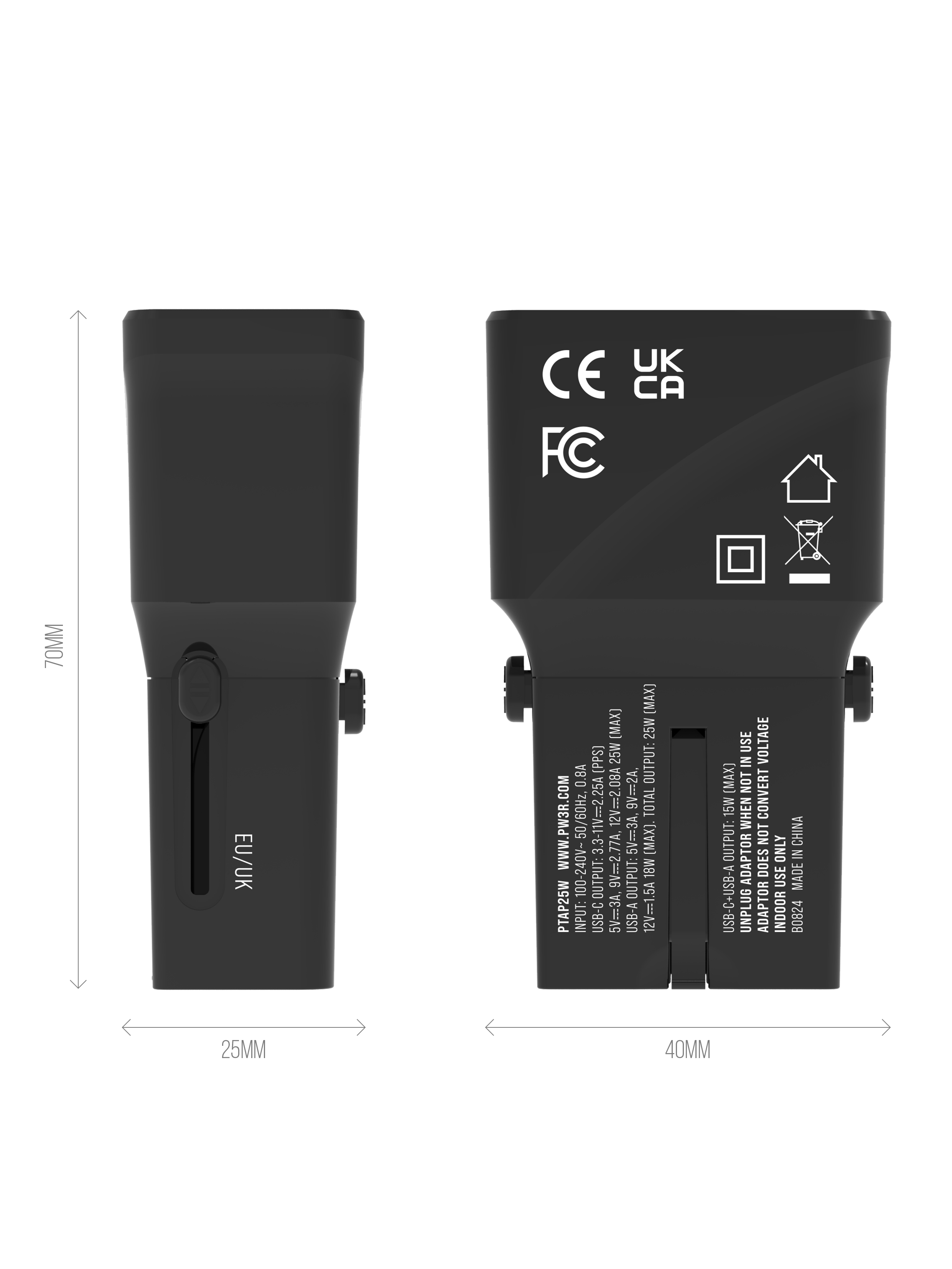 25W Pocket Travel Adaptor